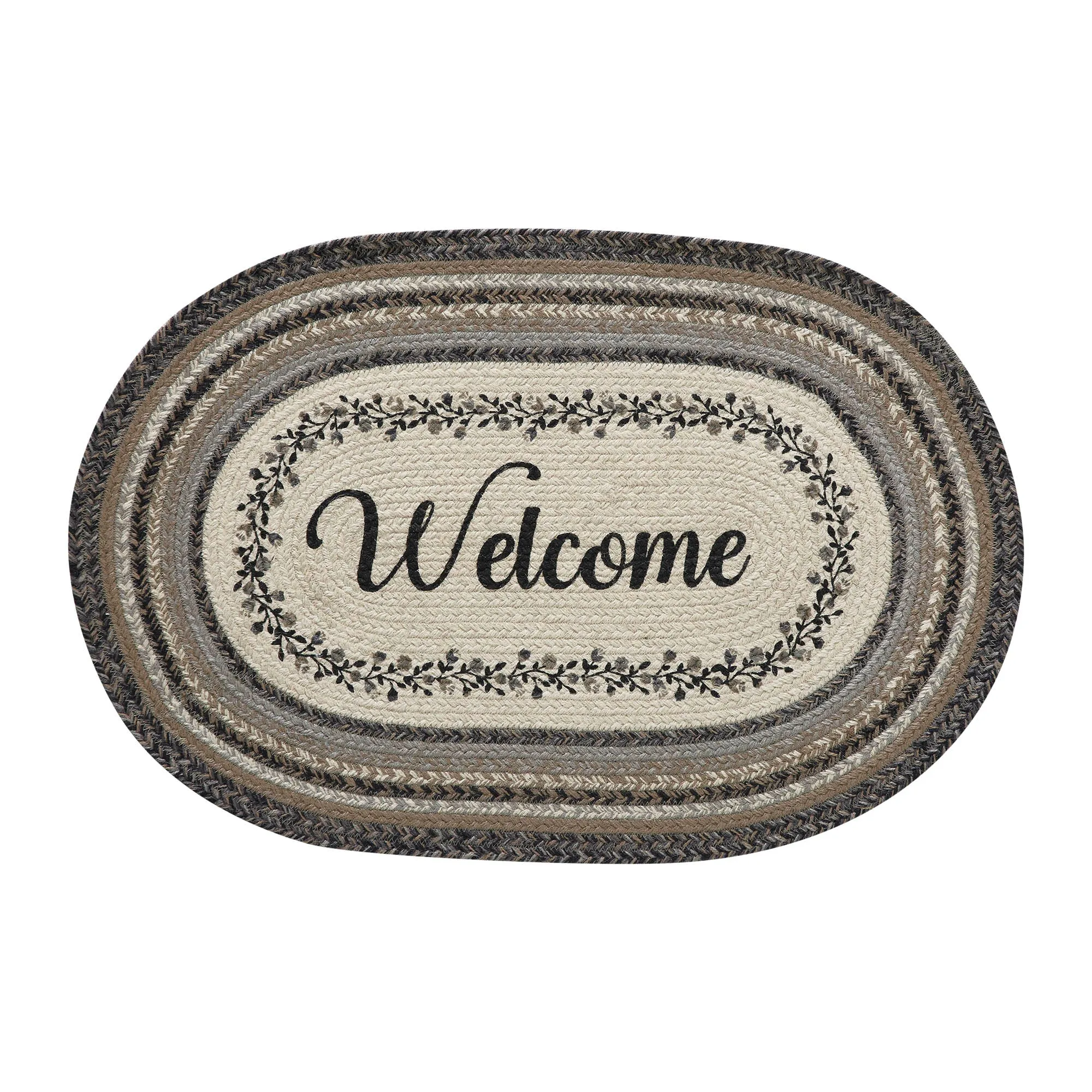 Floral Vine Jute Oval Rug Welcome 20x30