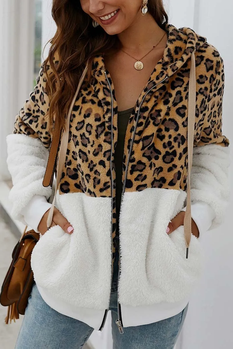 Florcoo Leopard Stitching Coat