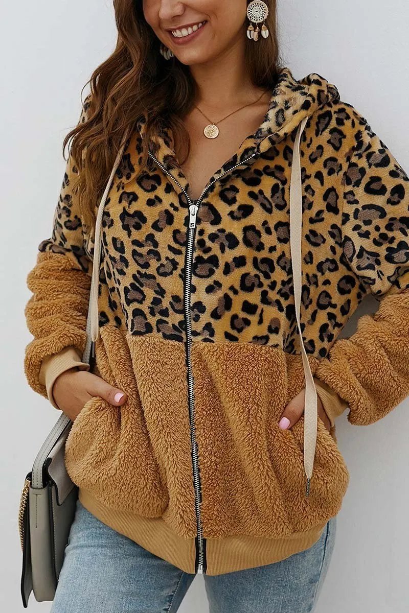 Florcoo Leopard Stitching Coat