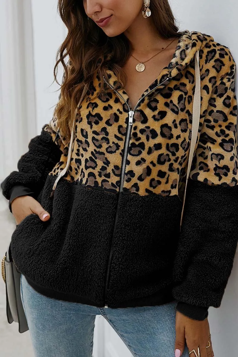 Florcoo Leopard Stitching Coat