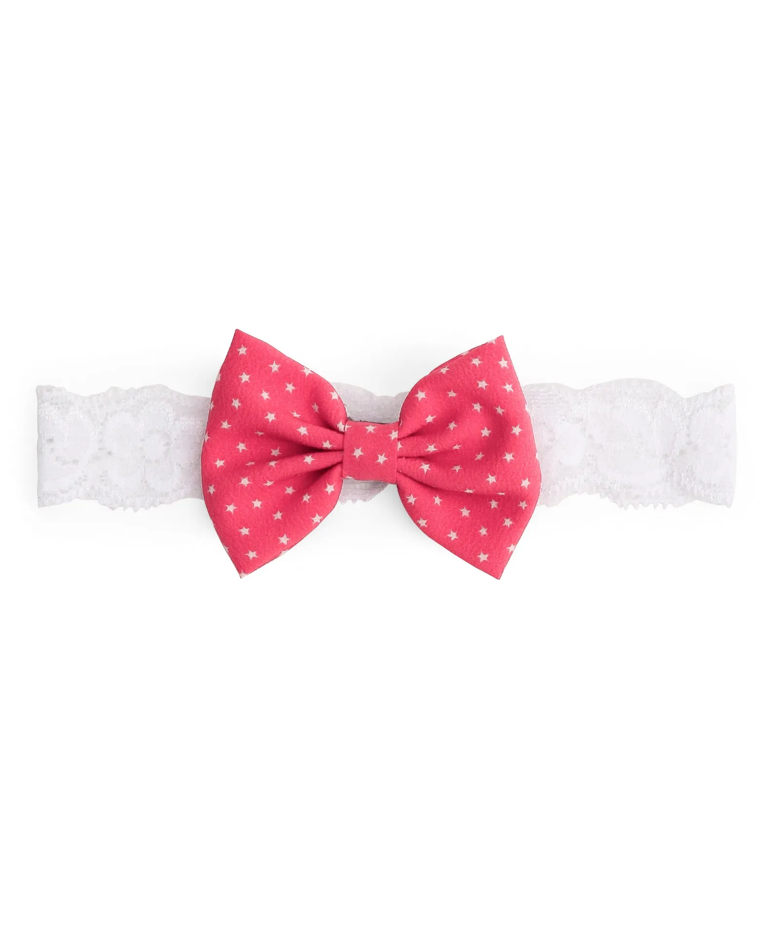 Flower & Bow Hairband Set - Pink & White