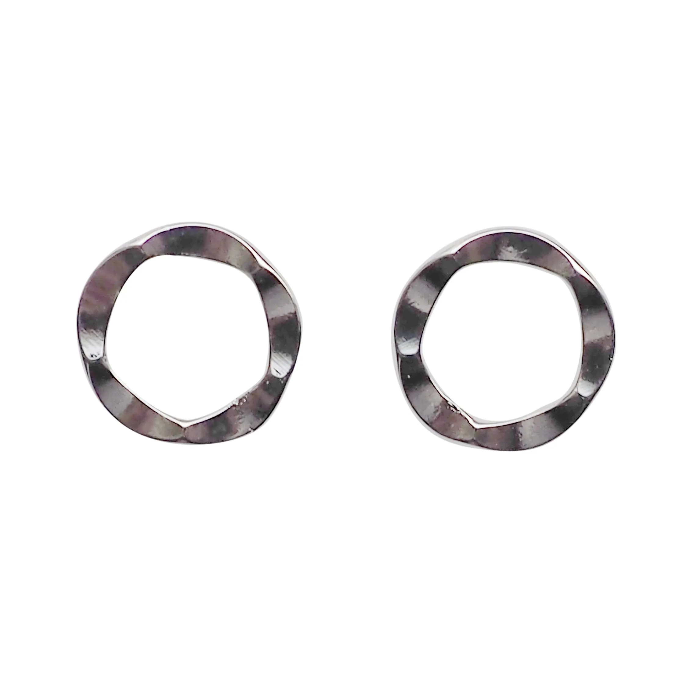 Flower Circle Hoop Invisible clip on stud earrings ( Silver tone )