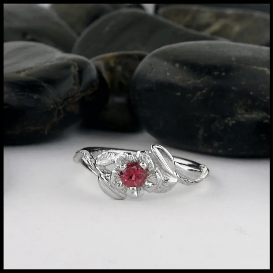 Flower Ring with Pink Tourmaline