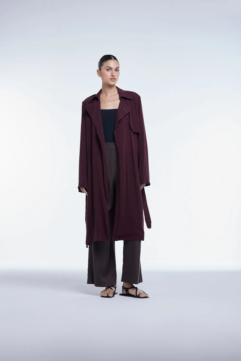 Flowy Lapel Trench Coat