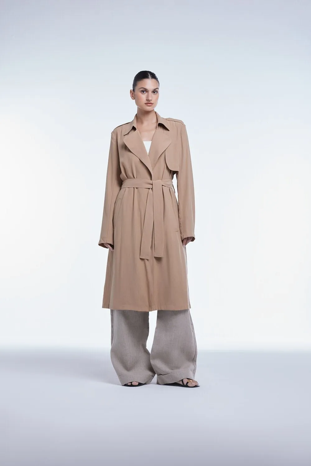 Flowy Lapel Trench Coat