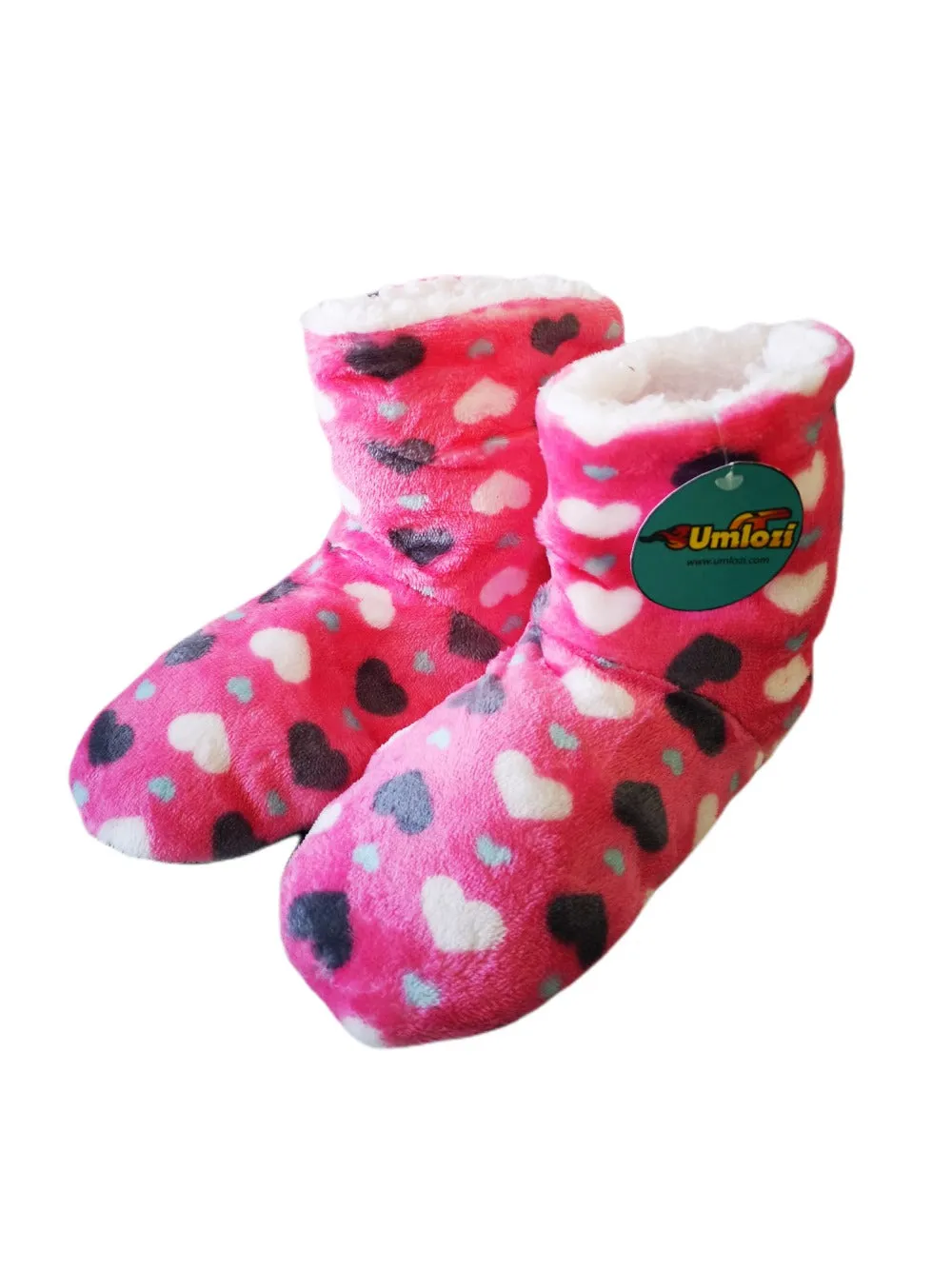 Fluffy Indoor Sherpa Fleece Slipper - Check Boot Style UK 5 - UK 8