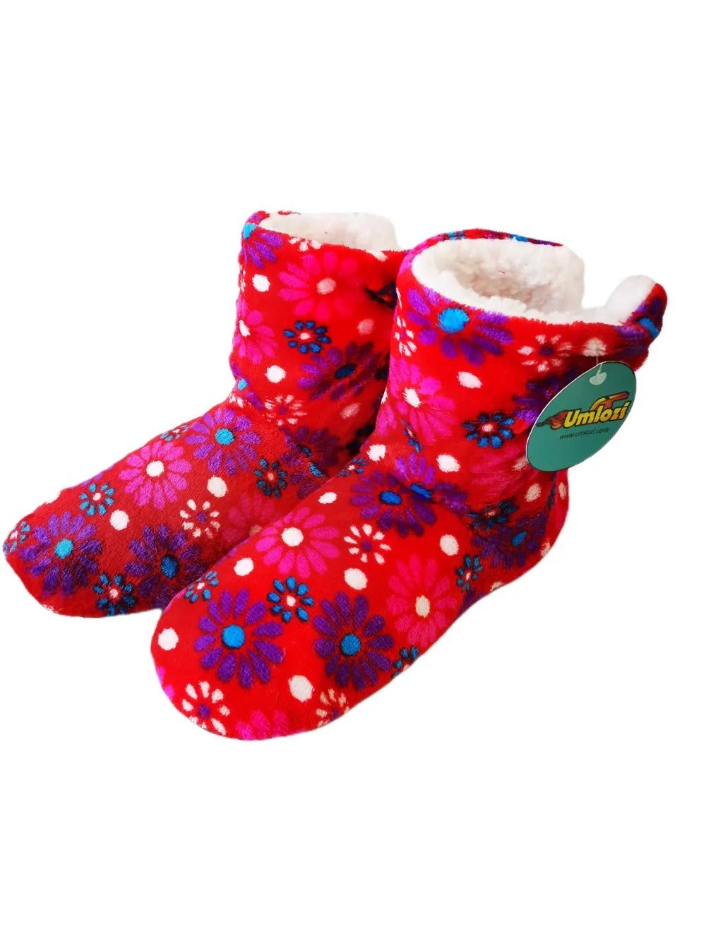 Fluffy Indoor Sherpa Fleece Slipper - Check Boot Style UK 5 - UK 8