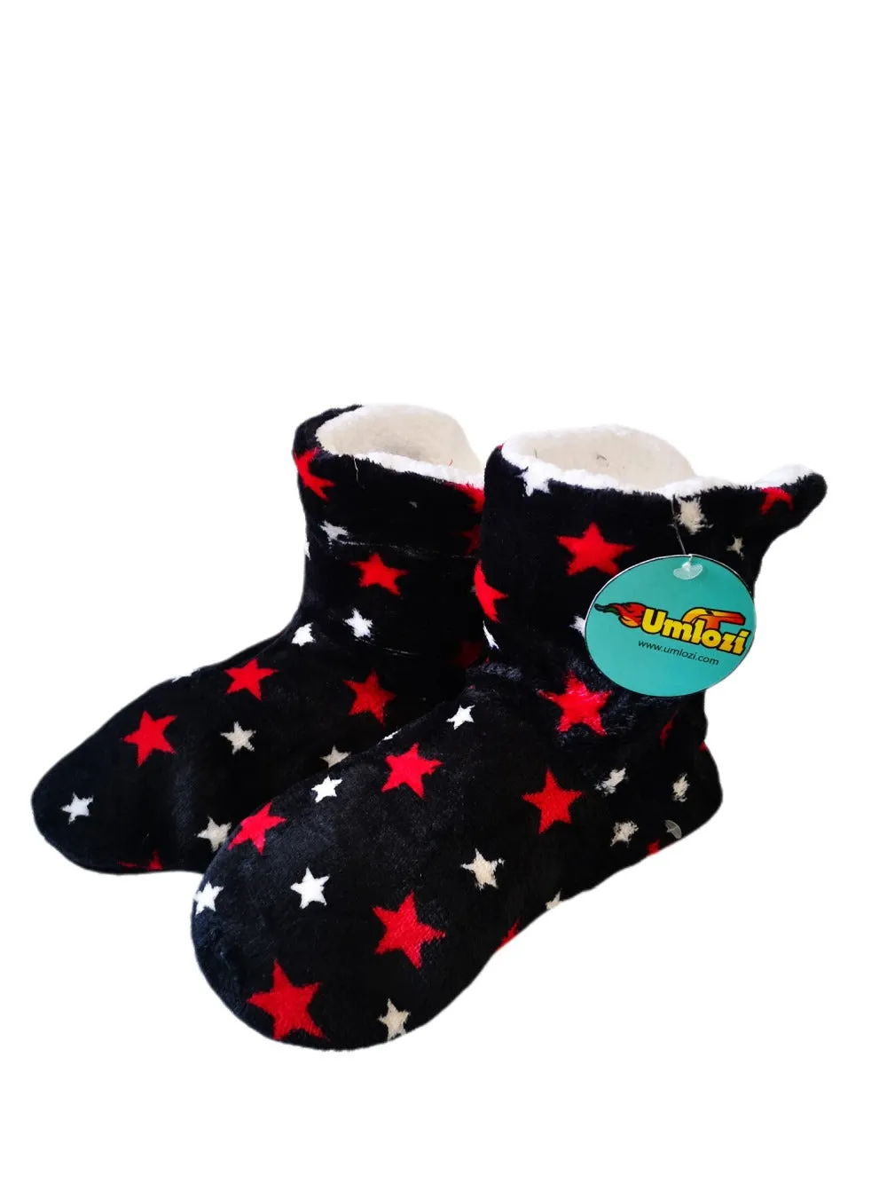 Fluffy Indoor Sherpa Fleece Slipper - Check Boot Style UK 5 - UK 8