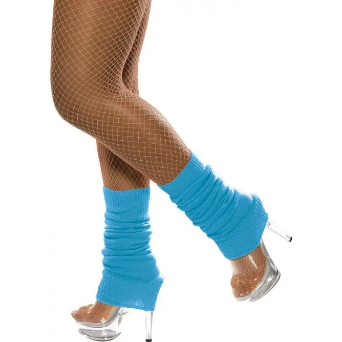 Fluro Blue Legwarmers - 80s