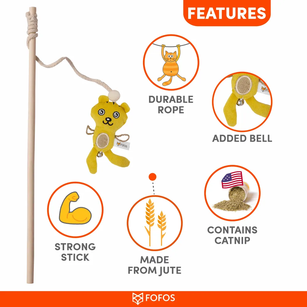 Fofos Cat Wand Tiger Toy for Cats (Yellow)