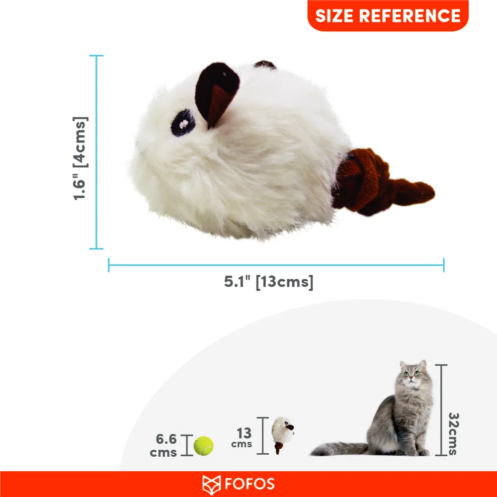 Fofos Pull String & Sound Chip Mouse Shaped Electronic Toy for Cats (White)