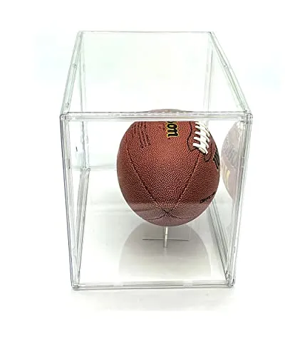 Football Display Case Full Size, Clear Acrylic Football Case Display Case with Magnetic Door and UV Protection, Professional Grade Stackable Football Display Box