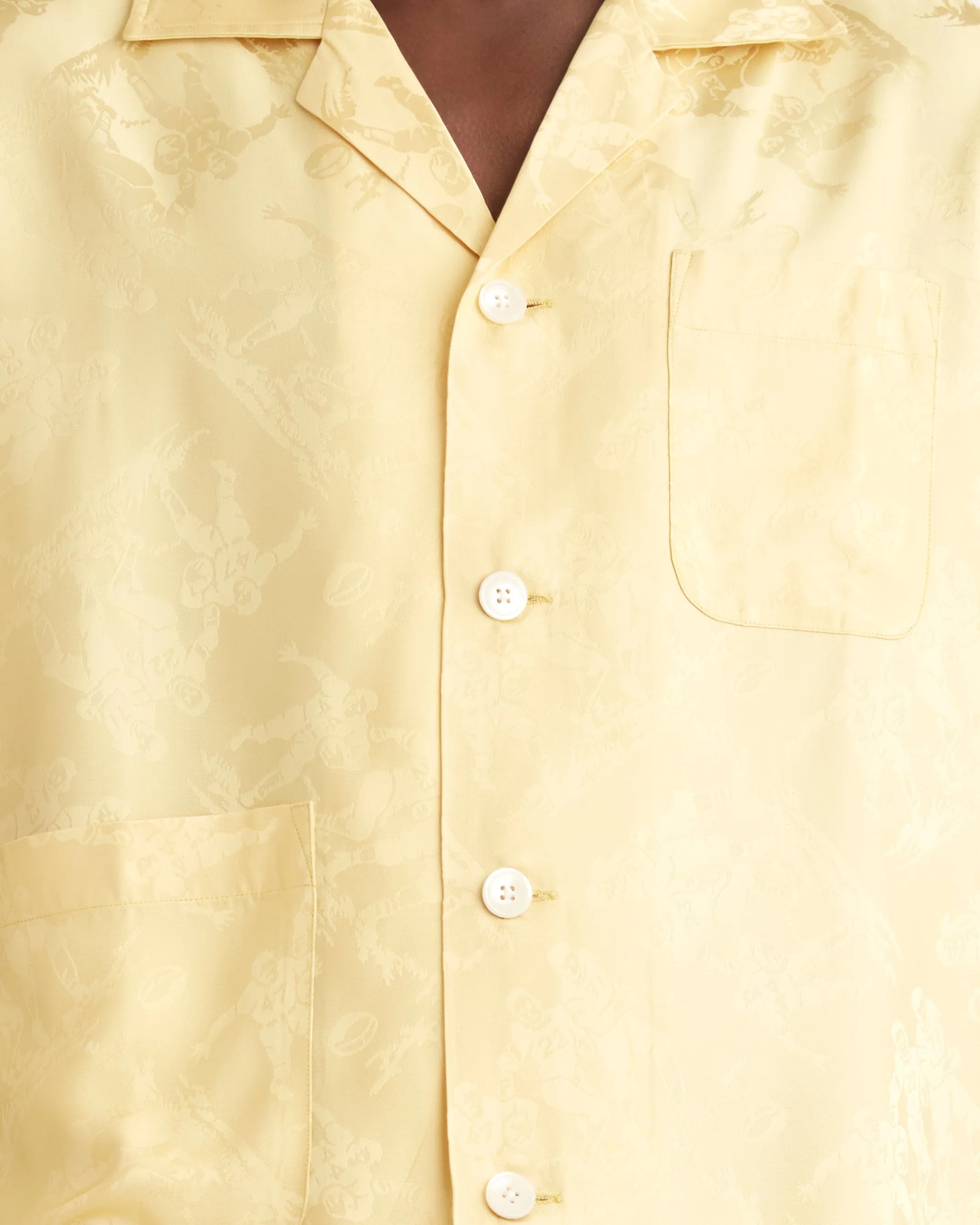 Football Jacquard Short Sleeve Louie Shirt - Yellow