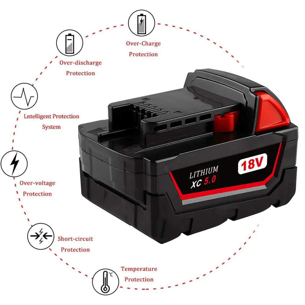 For Milwaukee 18V Battery 5Ah | M18 Batteries 6 Pack