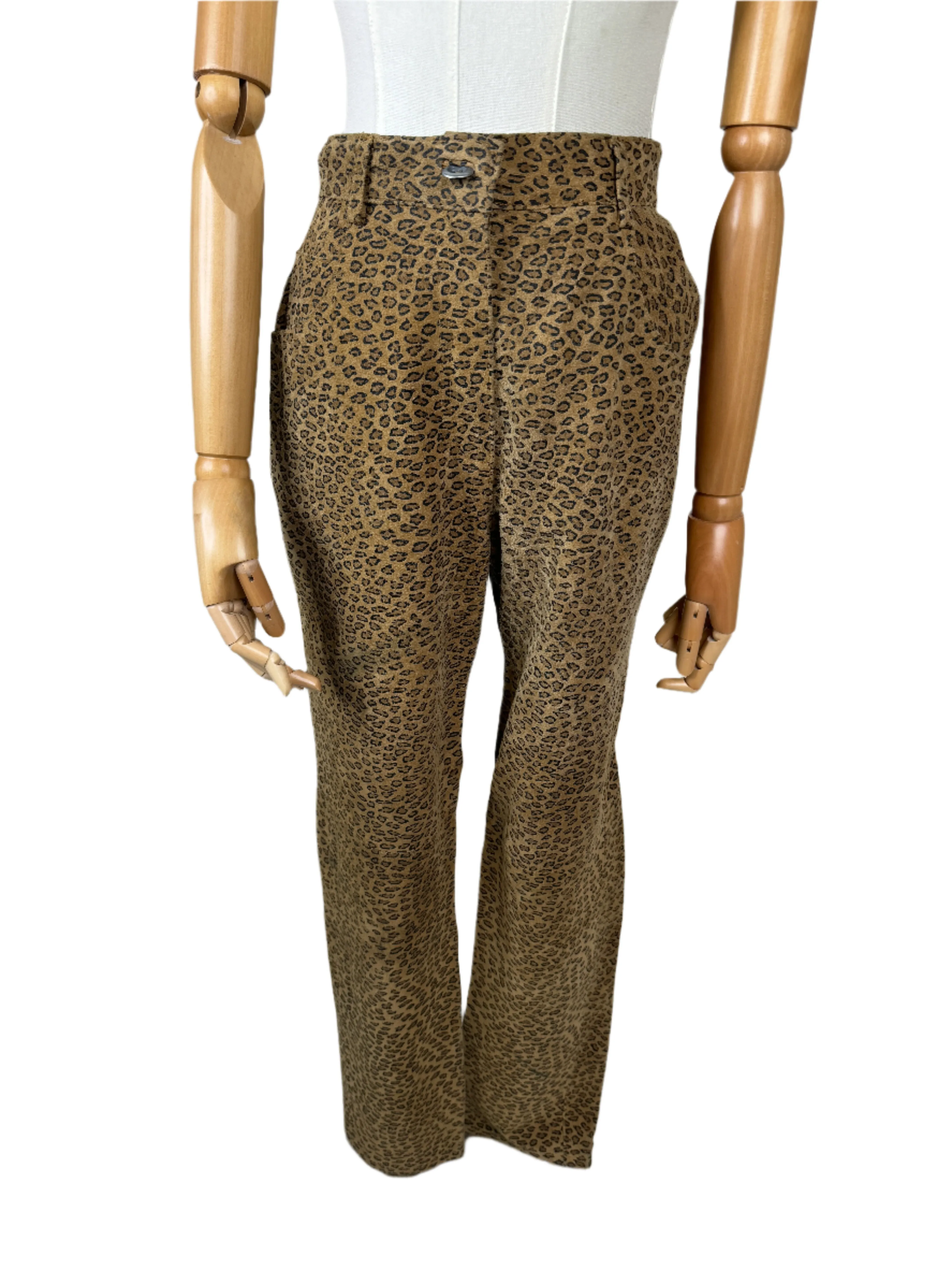 Forenza Leopard Print Leather Pants 1980s