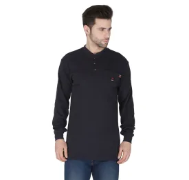 Forge Fr Men's Navy Henley Neck Long Sleeve T-shirt