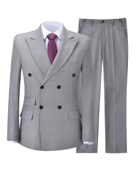 Formal Double Breasted 2 Pieces Mens Suit Peak Lapel Tuxedos (Blazer Pants)