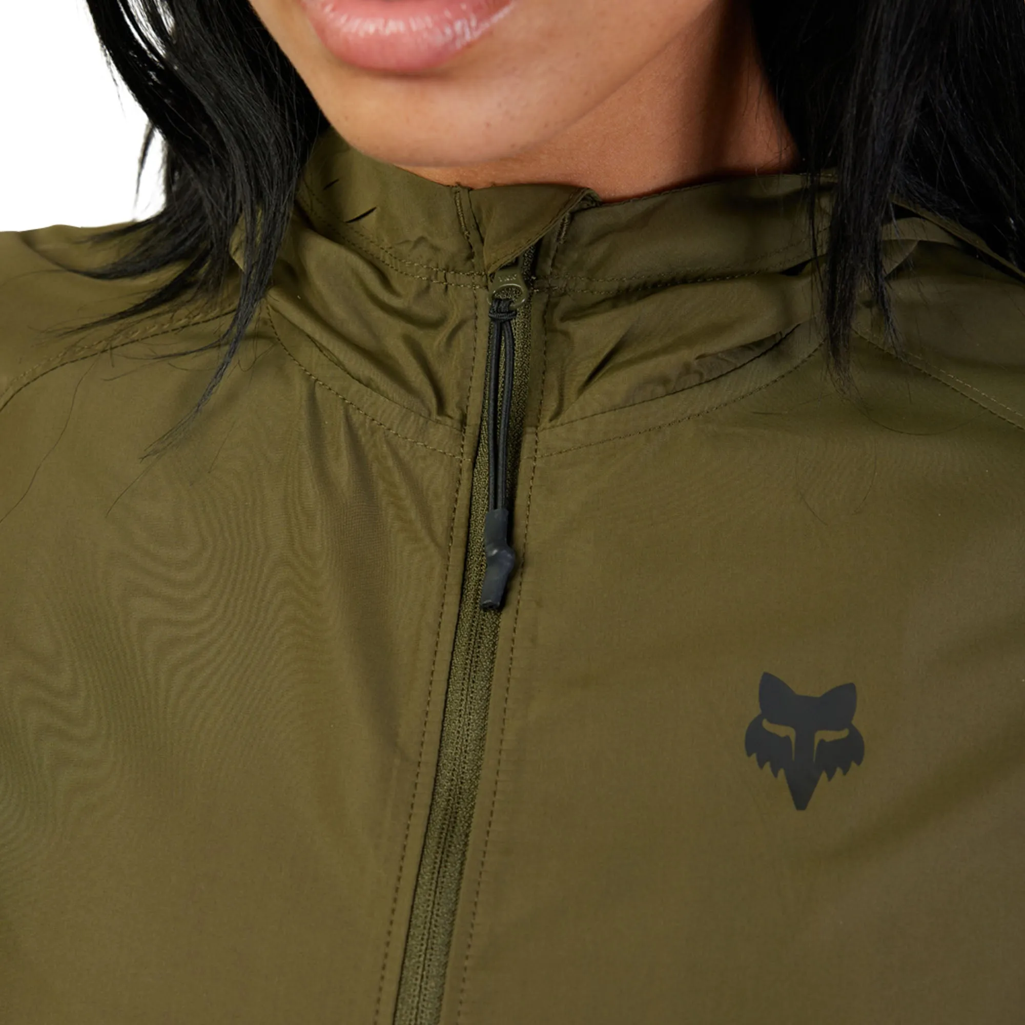 Fox Racing  Womens Fox Head Windbreaker Jacket DWR Lightweight Warm Olive Green