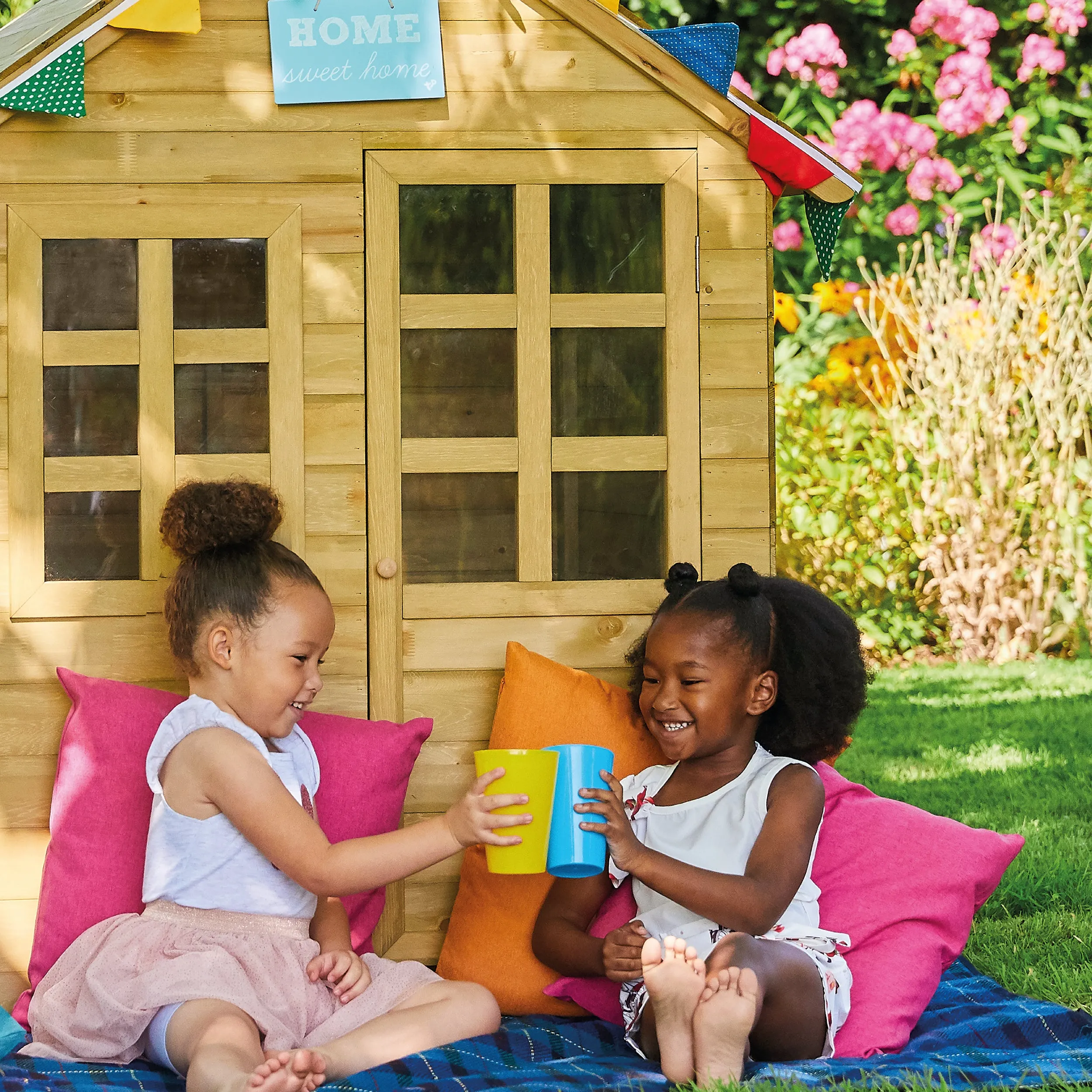 Foxglove Cottage Playhouse with Nought & Crosses and Basketball Hoop - FSC® certified