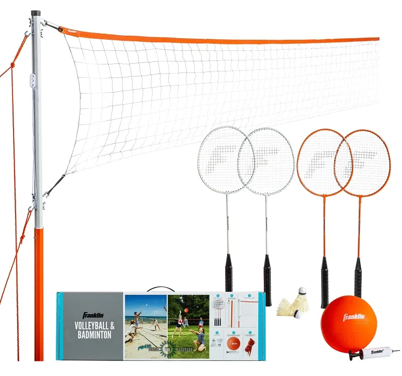 Franklin Sports 50610 Volleyball and Badminton Set, Metal/Plastic, Orange/White :EA: QUANTITY: 1