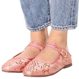 Free People Pink Lace Mary Jane Loafers