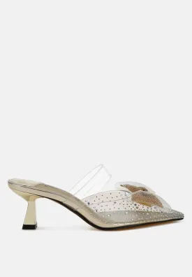 Freja Embellished Bow Kitten Heels