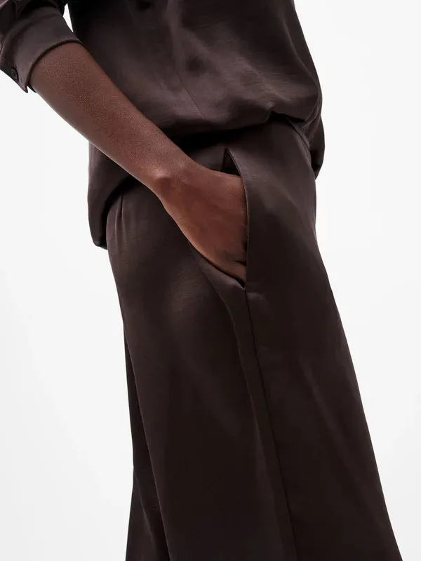 French Connection Irina Satin Trousers-Chocolate Ganache-74XBI