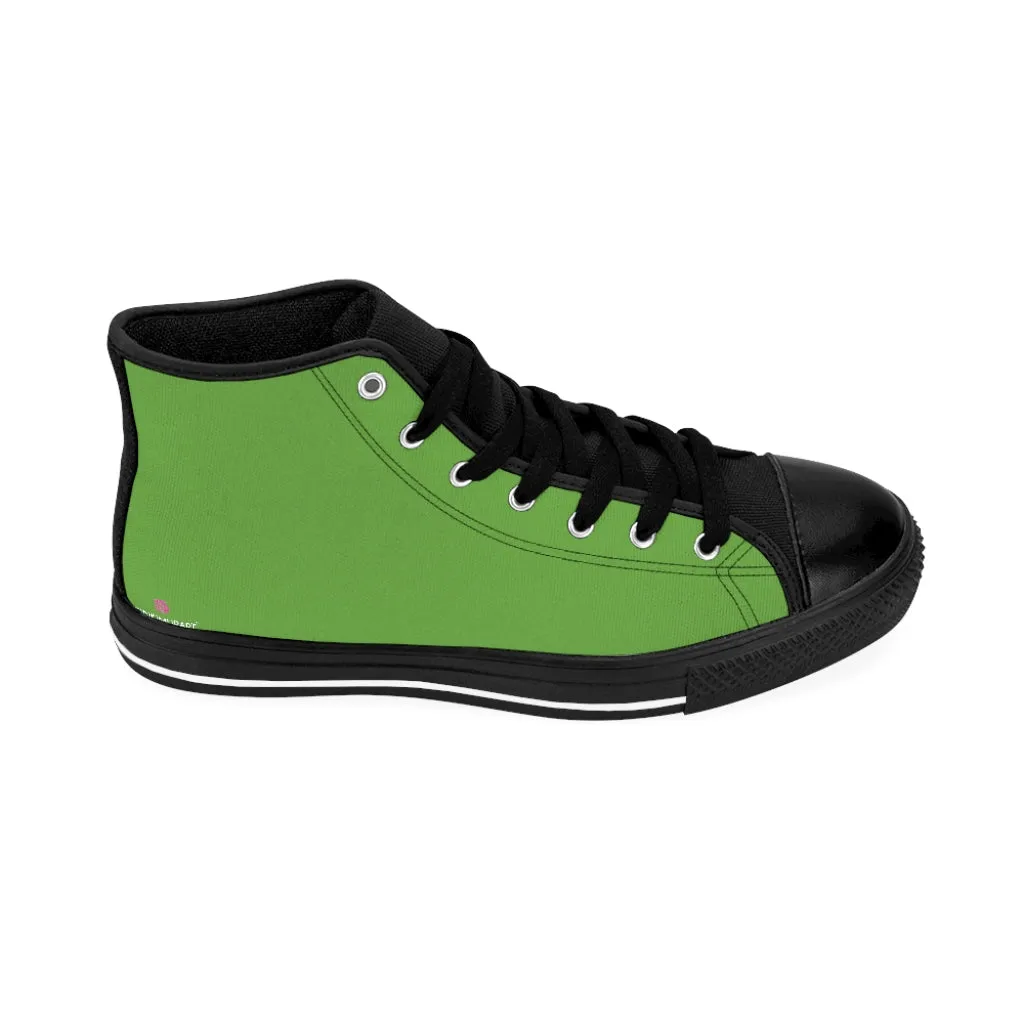 Fresh Green Men's High Tops, Best Solid Color Men's Classic Sneakers Tennis Running Canvas Shoes