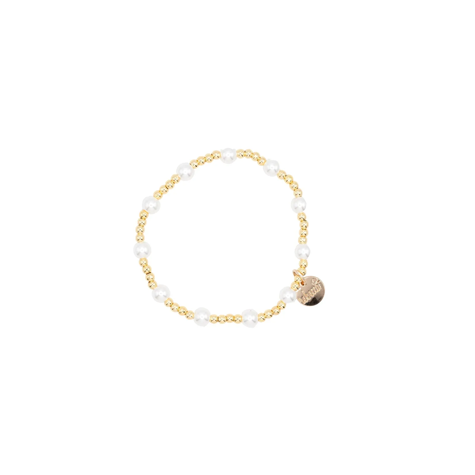 Freshwater Pearl Gold Beaded Ball Stretch Stacking Bracelet