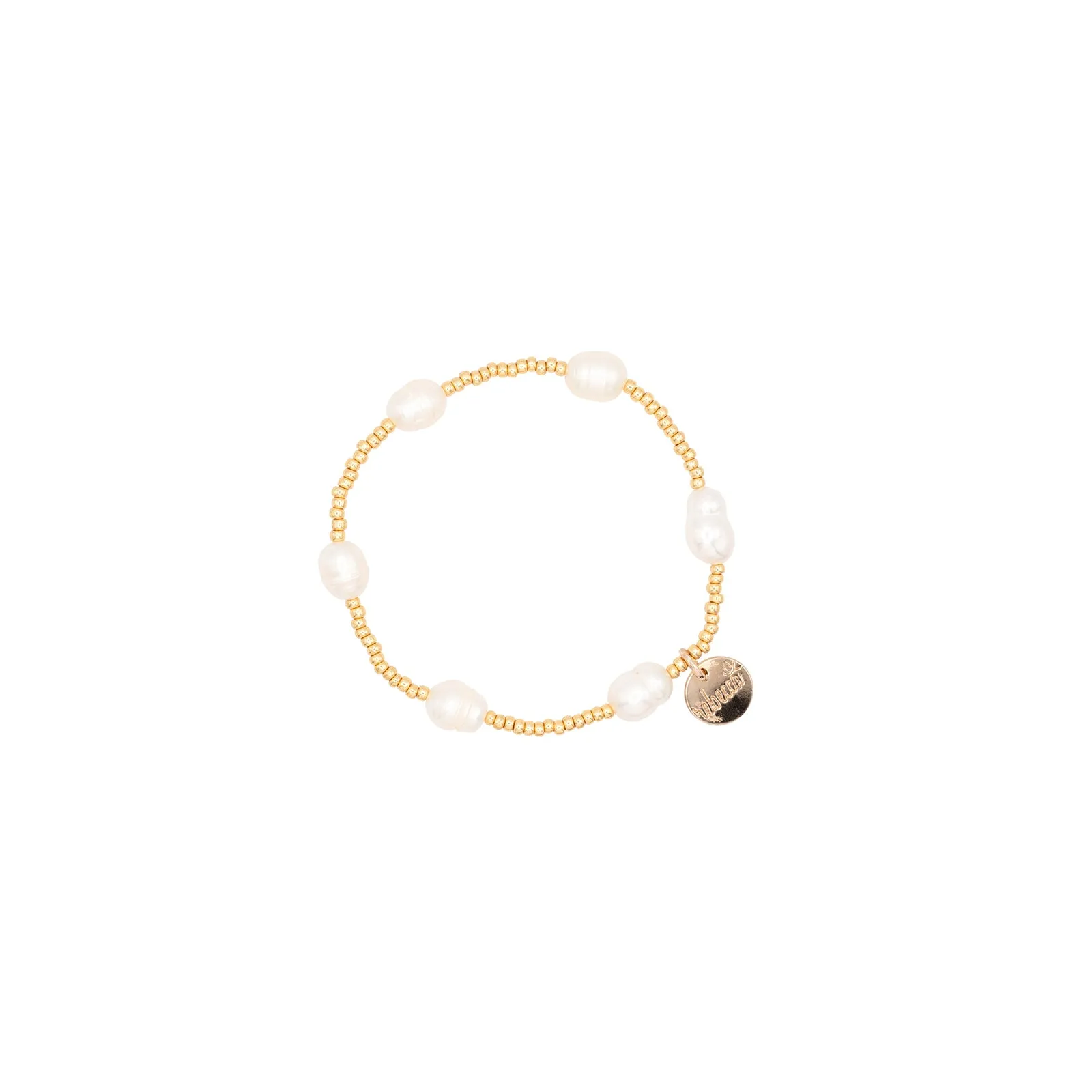 Freshwater Pearl Gold Beaded Ball Stretch Stacking Bracelet