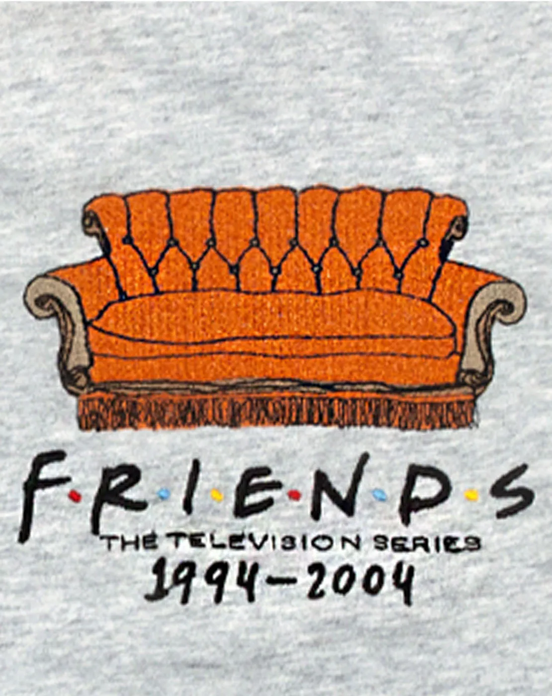 Friends Embroidered Central Perk Couch Women's Cropped T-Shirt - Grey