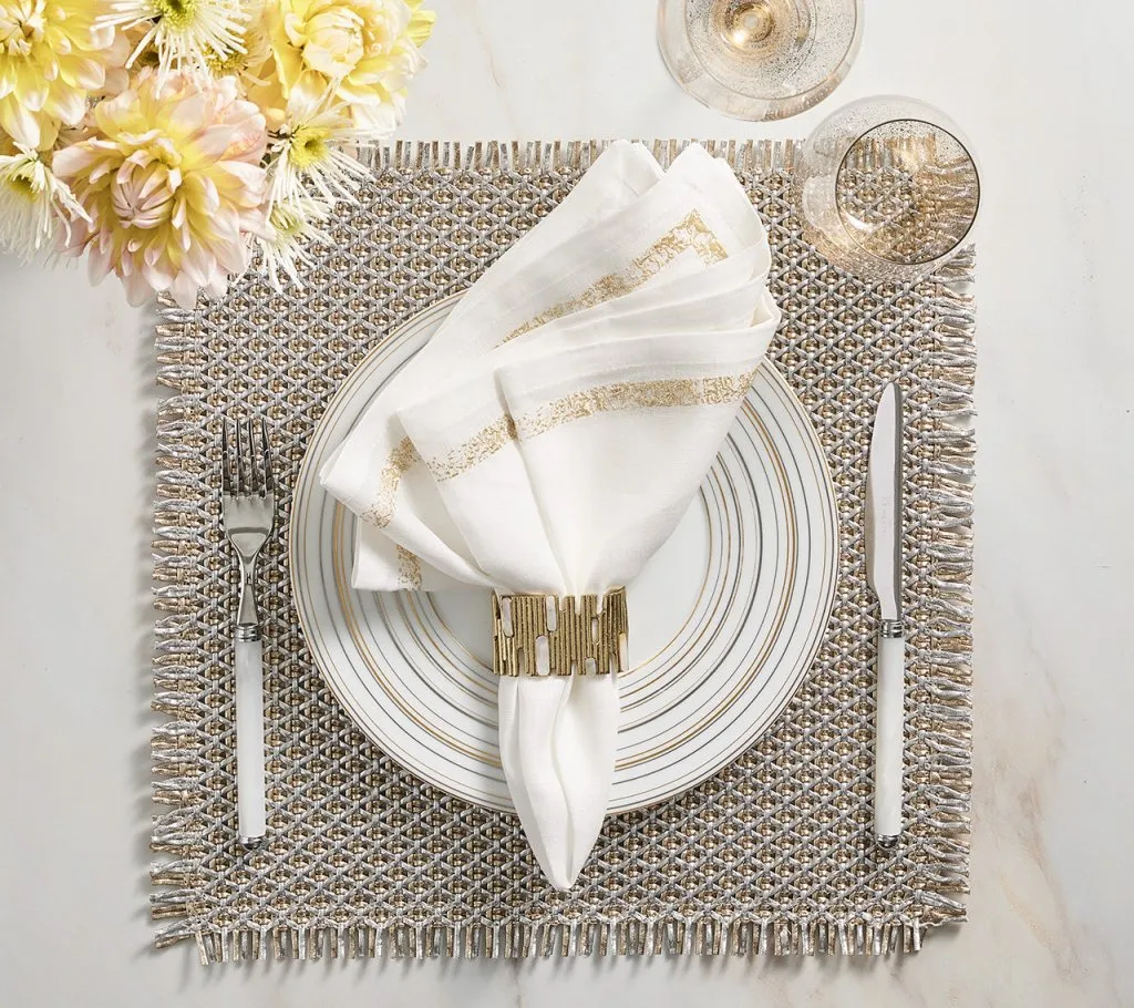 Fringe Placemat in Gold & Silver, Set of 4