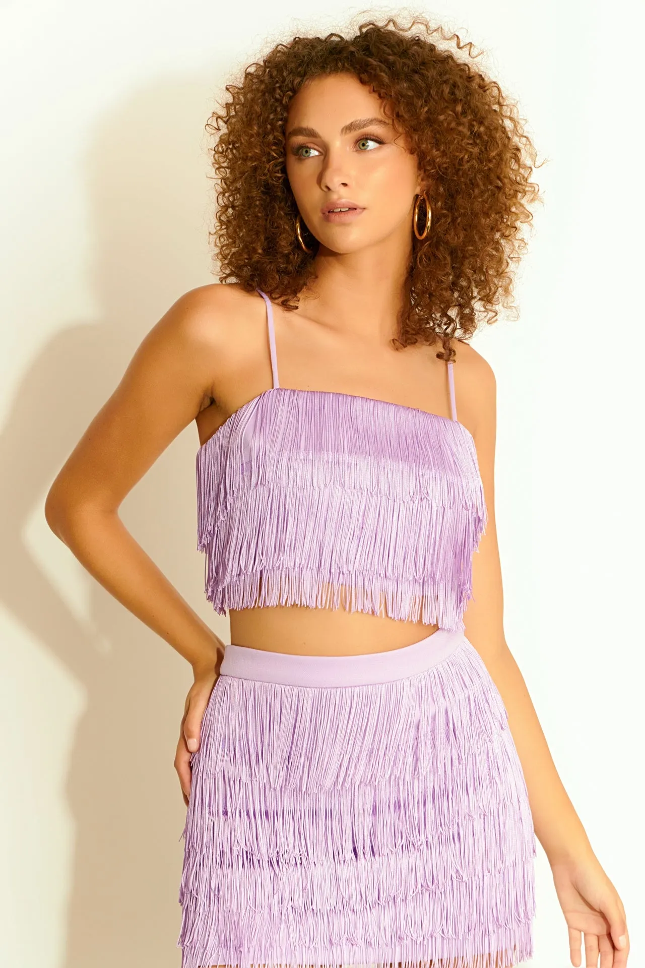 Fringe Tiered Mini Skirt