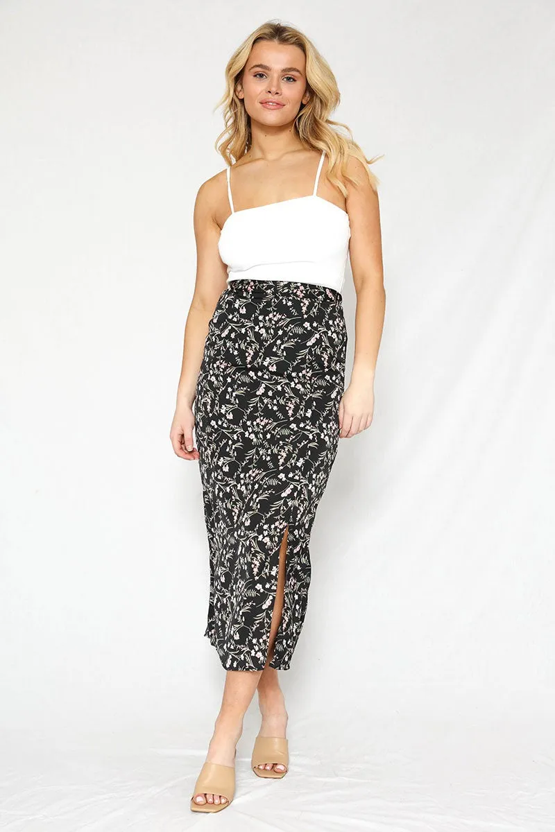 Front slit midi skirt