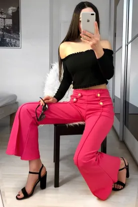 Fuchsia Kick Flare Pants - Rita