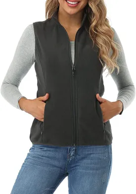 Fuinloth Women's Fleece Vest, Polar Soft Sleeveless Classic Fit with Zip up Pockets