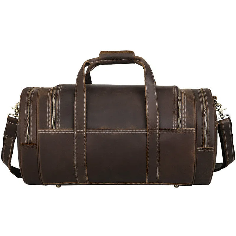 Full Grain Leather Travel Bag Gym Bag Carry On Luggage Bag Duffel Bag