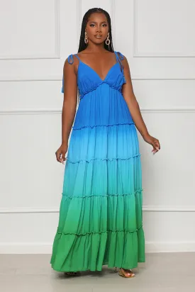 Full Of Color Ombre Maxi Dress (Blue Multi)- FINAL SALE