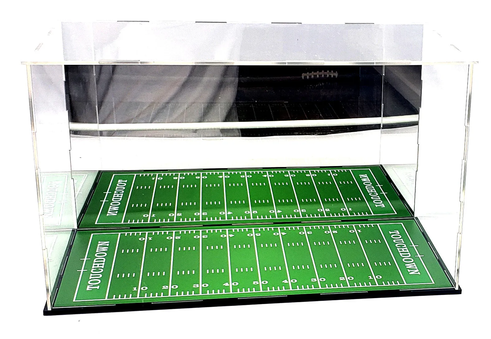 Full Size Football Acrylic Display Case Box Gold Mirror Field Showcase Shoes UV Protection 15x9x8