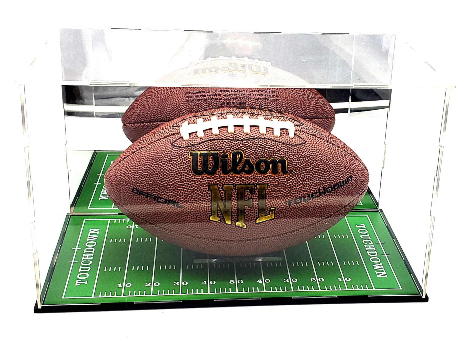 Full Size Football Acrylic Display Case Box Gold Mirror Field Showcase Shoes UV Protection 15x9x8