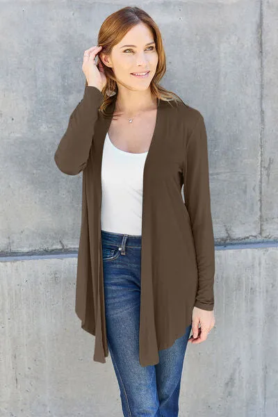 Full Size Open Front Long Sleeve Cardigan