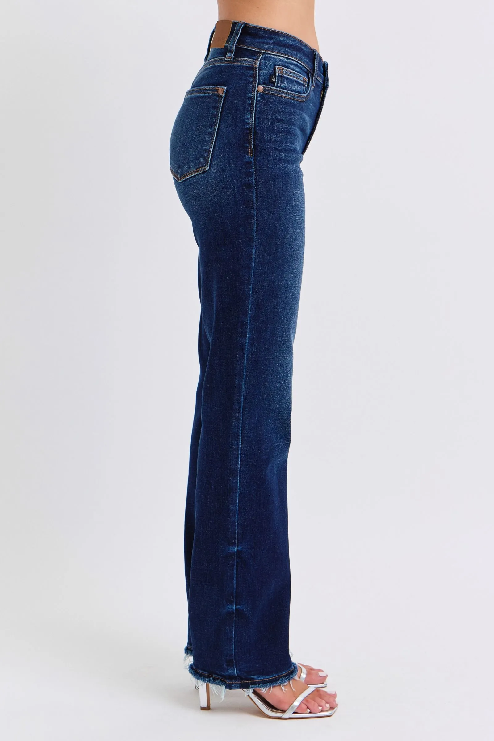 Full Size Raw Hem Straight Leg Jeans