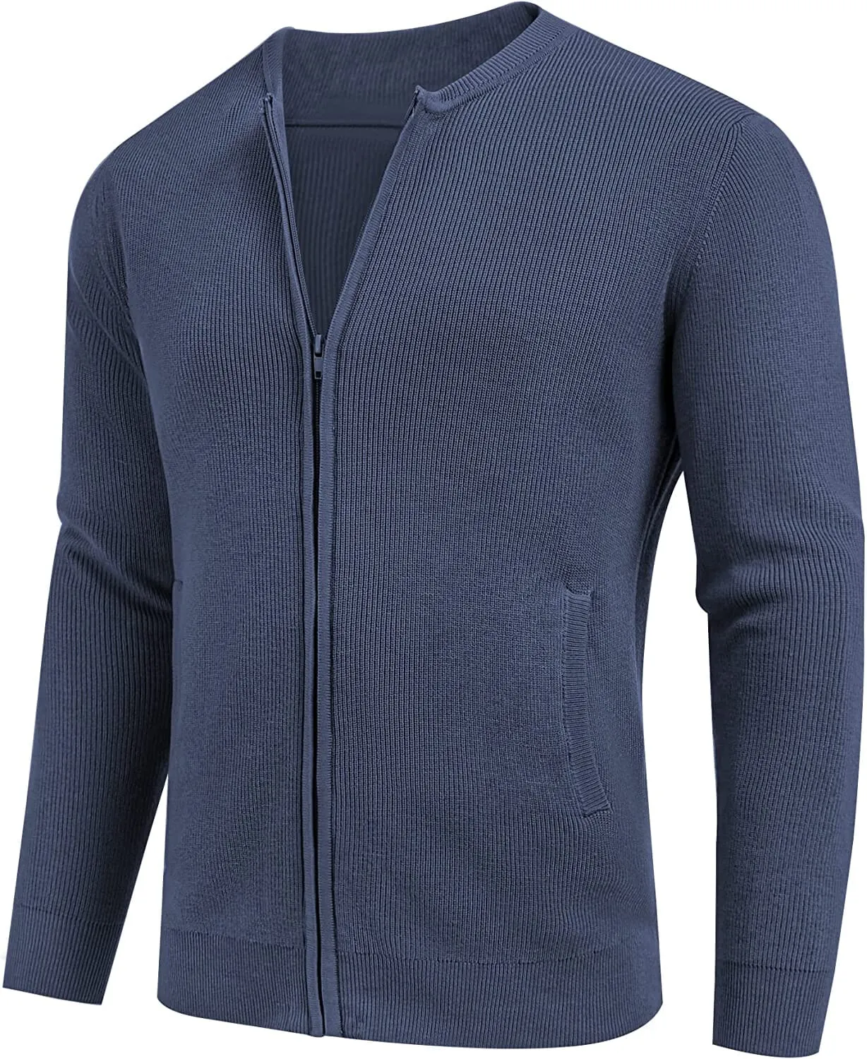 Full Zip Slim Fit Stylish Knitted Cardigan Sweater with Pockets (US Only)