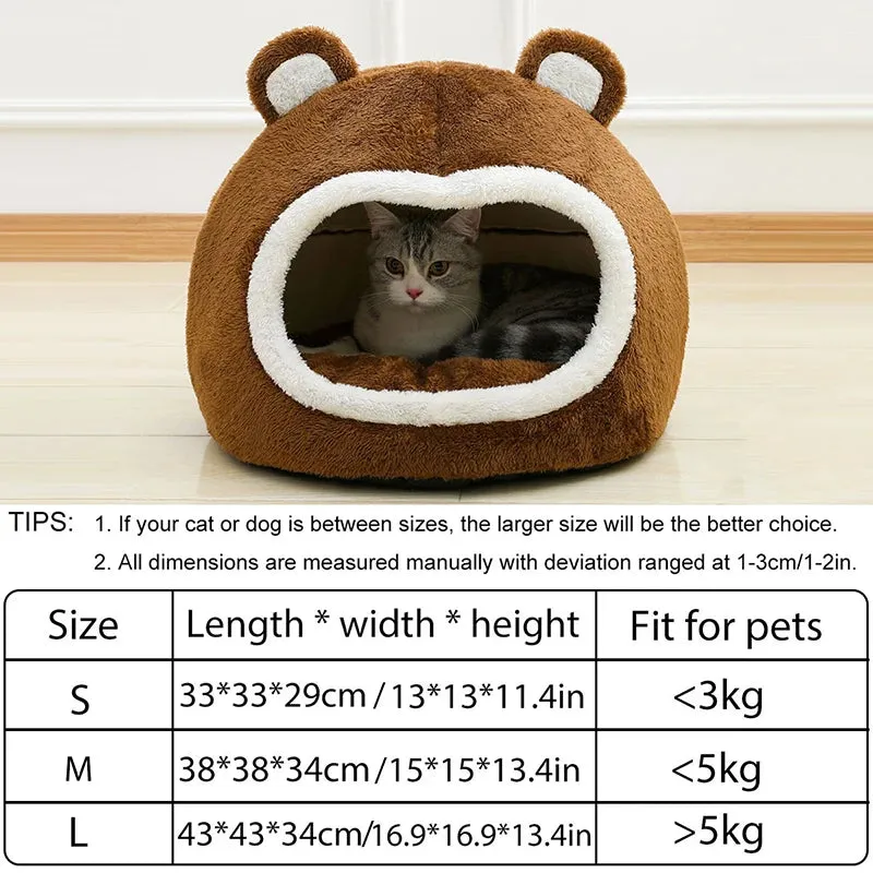 Funny Cat Bed Warm Pet House Soft Long Plush Kitten Lounger Cushion Small Dogs Tent Cave Beds For Cozy Cat House Mat Supplies