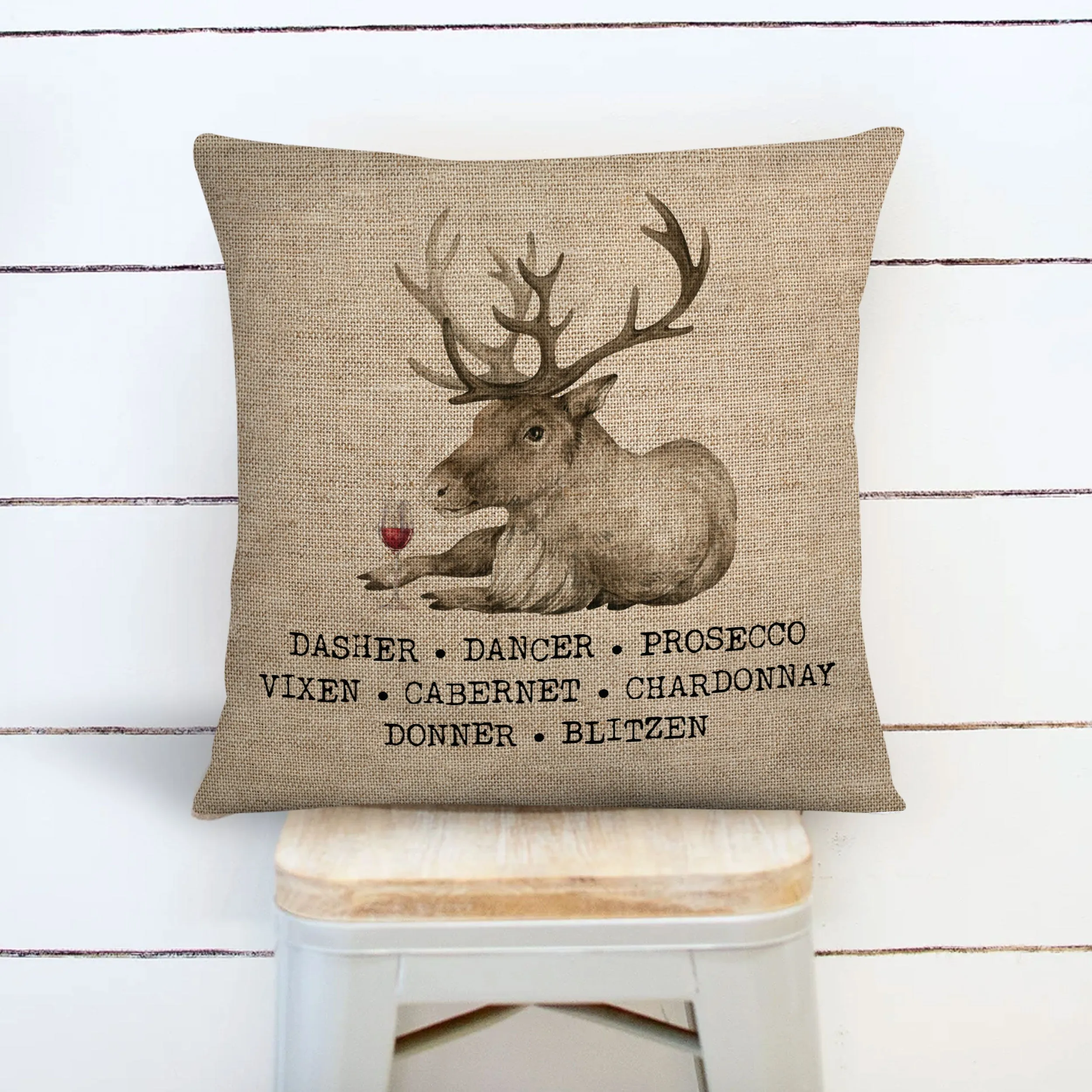 Funny Holiday Reindeer Throw Cover Wine Inspired Christmas Theme