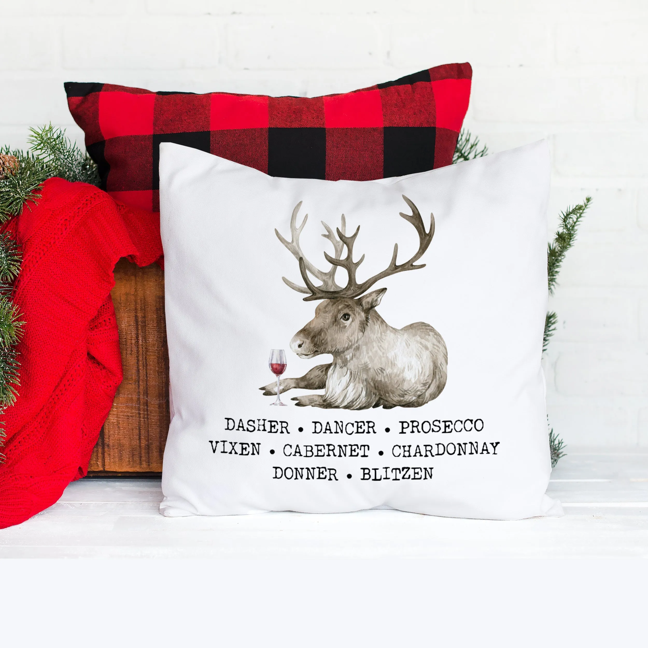 Funny Holiday Reindeer Throw Cover Wine Inspired Christmas Theme