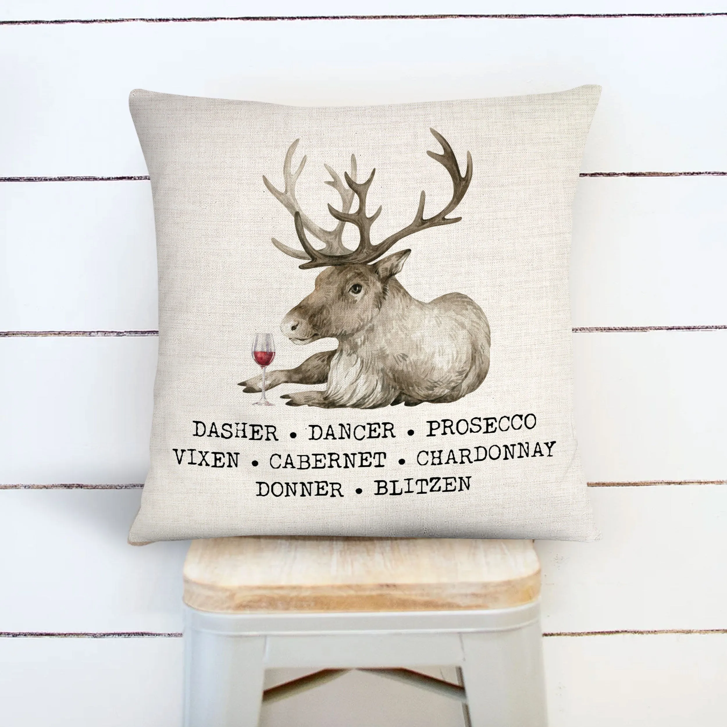 Funny Holiday Reindeer Throw Cover Wine Inspired Christmas Theme