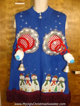 Funny Snowmen Naughty Ugly Christmas Sweater Vest