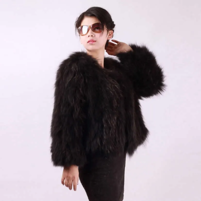 Fur Coat Cheap Knitted Raccoondog Fur Coat Jacket Overcoat Vest Waistcoat Fur Coat Jacket Women FS010402