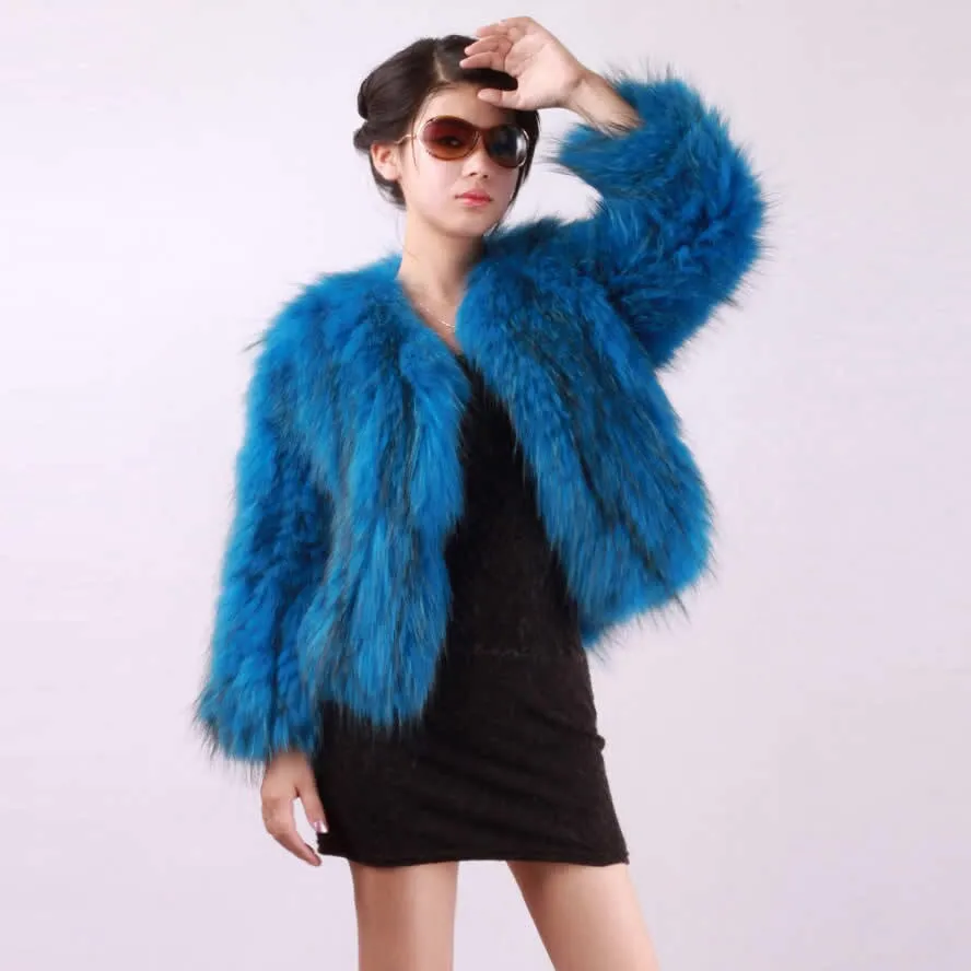 Fur Coat Cheap Knitted Raccoondog Fur Coat Jacket Overcoat Vest Waistcoat Fur Coat Jacket Women FS010402